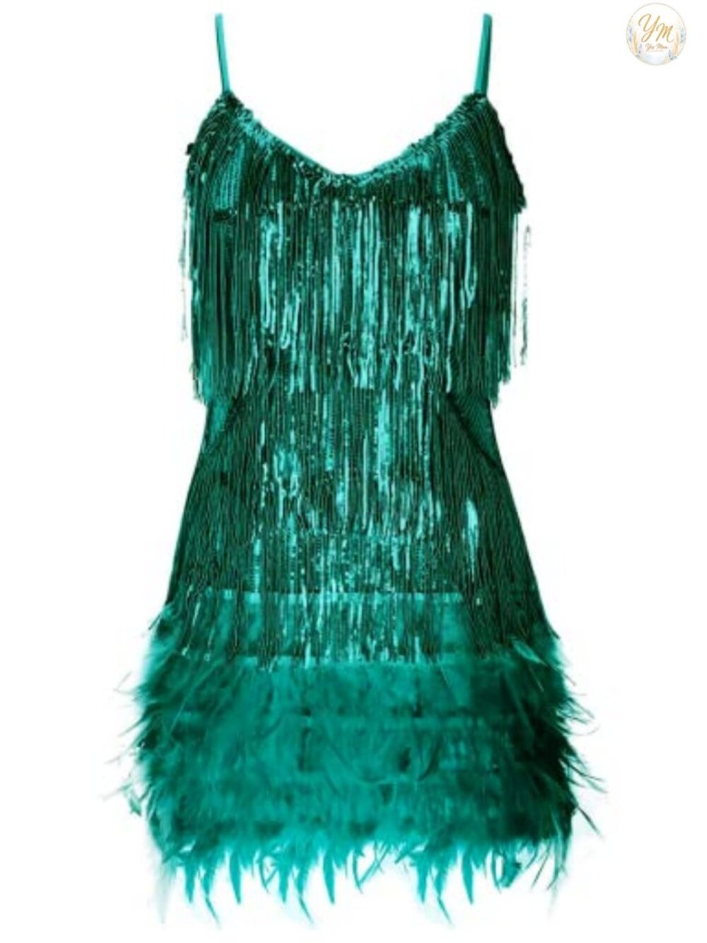 Womens Sequin Flapper Mini Dress Fringe Feather Gatsby Cocktail Party